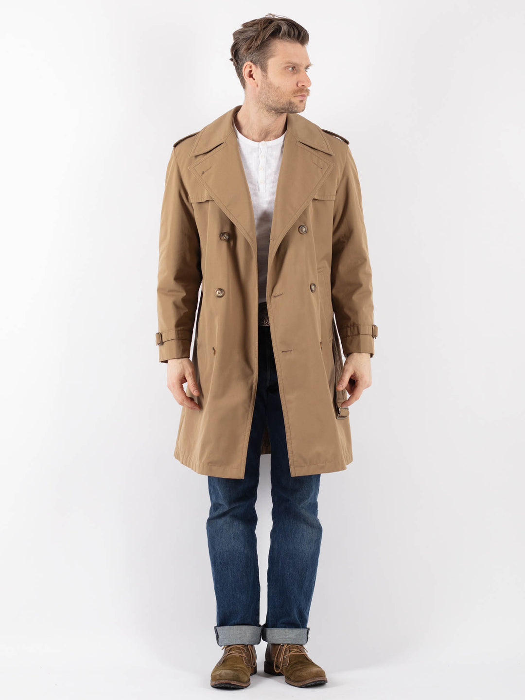 Vintage 70's Men Trench Coat in BeigeZ1221