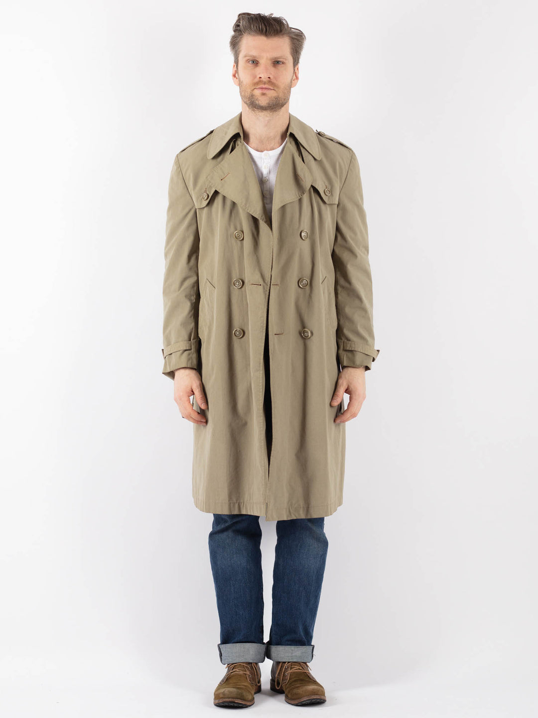 Vintage 70's Men Trench Coat in BeigeZ1223