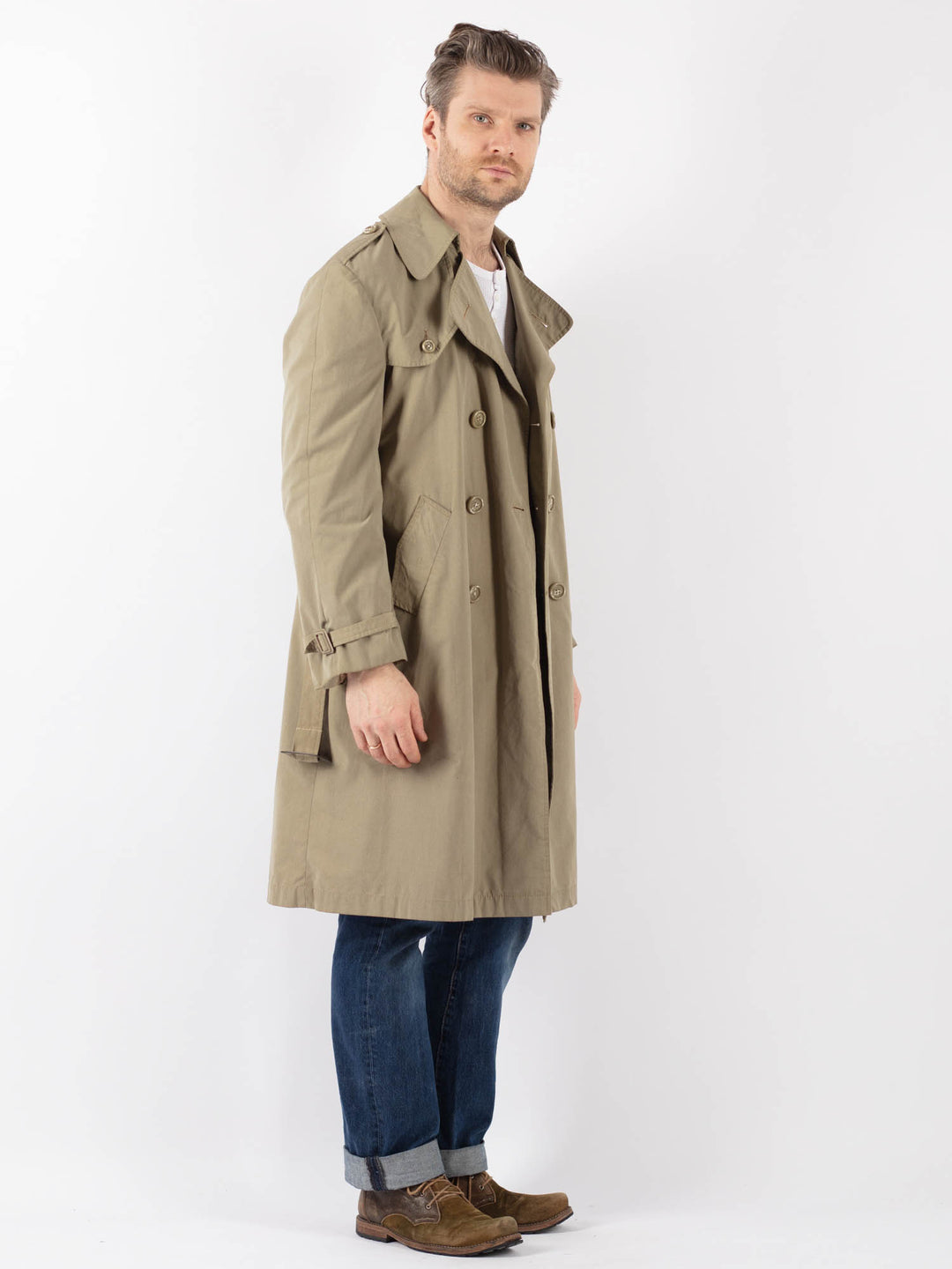 Vintage 70's Men Trench Coat in BeigeZ1223