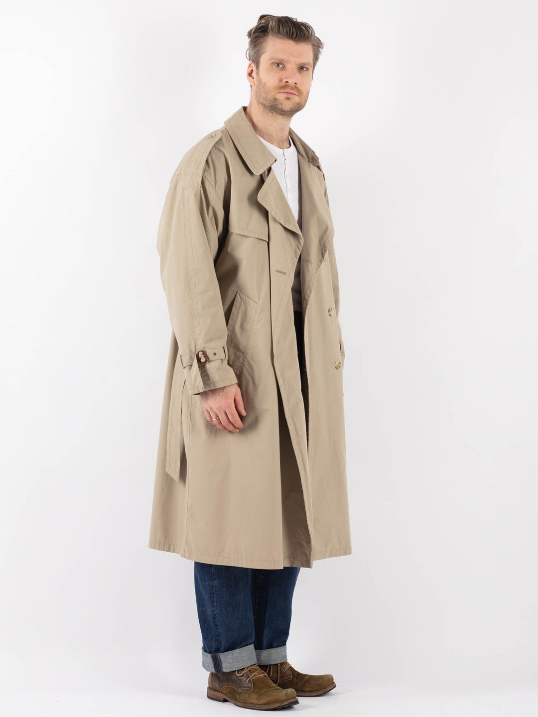 Vintage 70's Men Trench Coat in BeigeZ1224