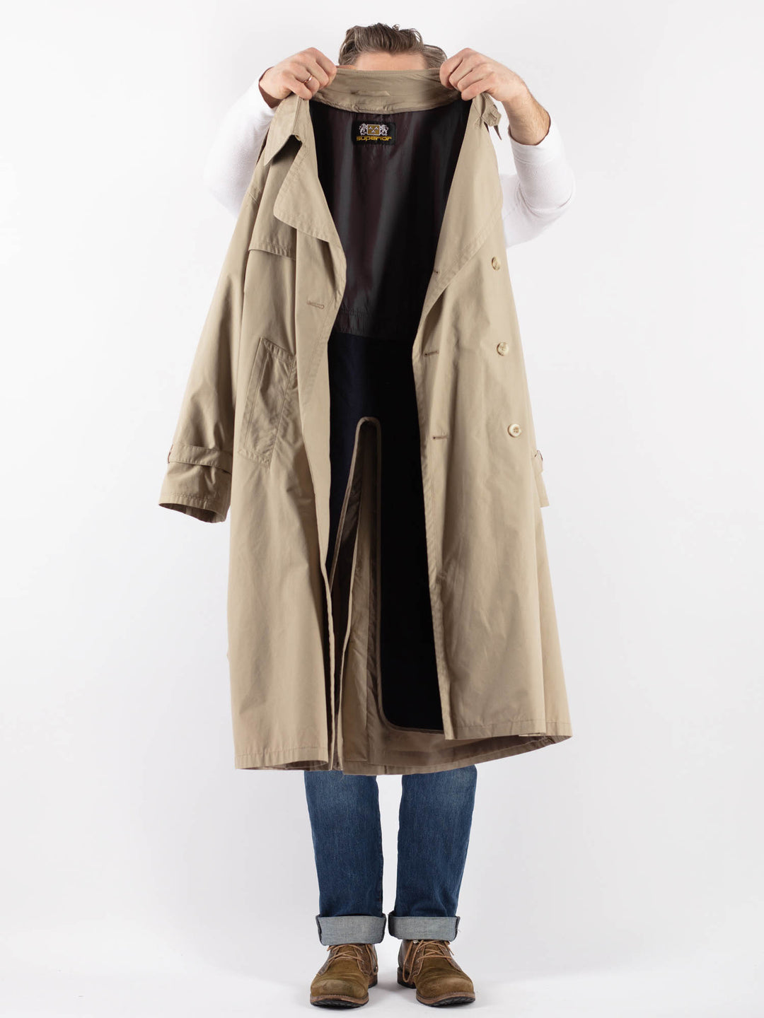 Vintage 70's Men Trench Coat in BeigeZ1224