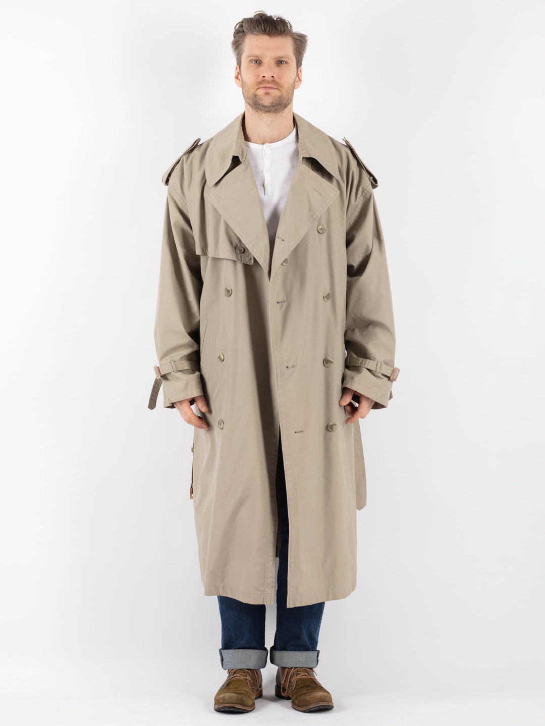 Vintage 70's Men Trench Coat in BeigeZ1229