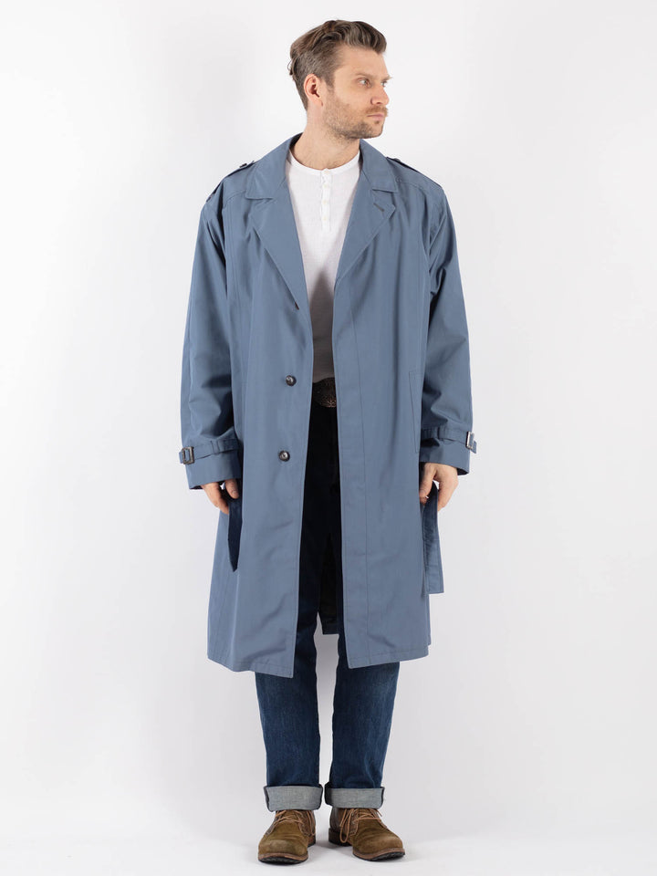 Vintage 70's Men Trench Coat in BlueZ1238