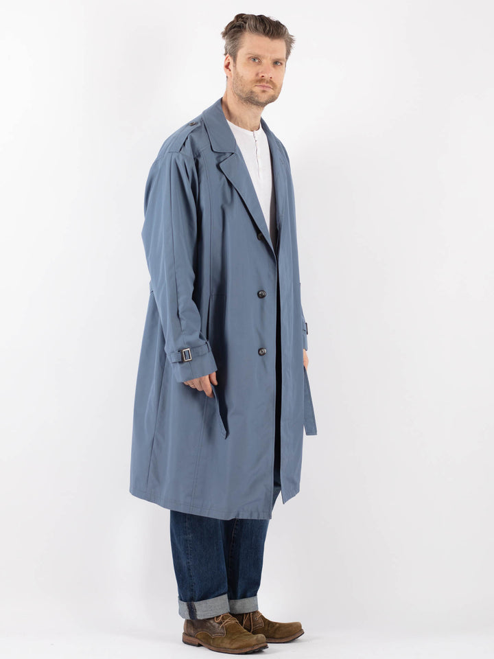 Vintage 70's Men Trench Coat in BlueZ1238