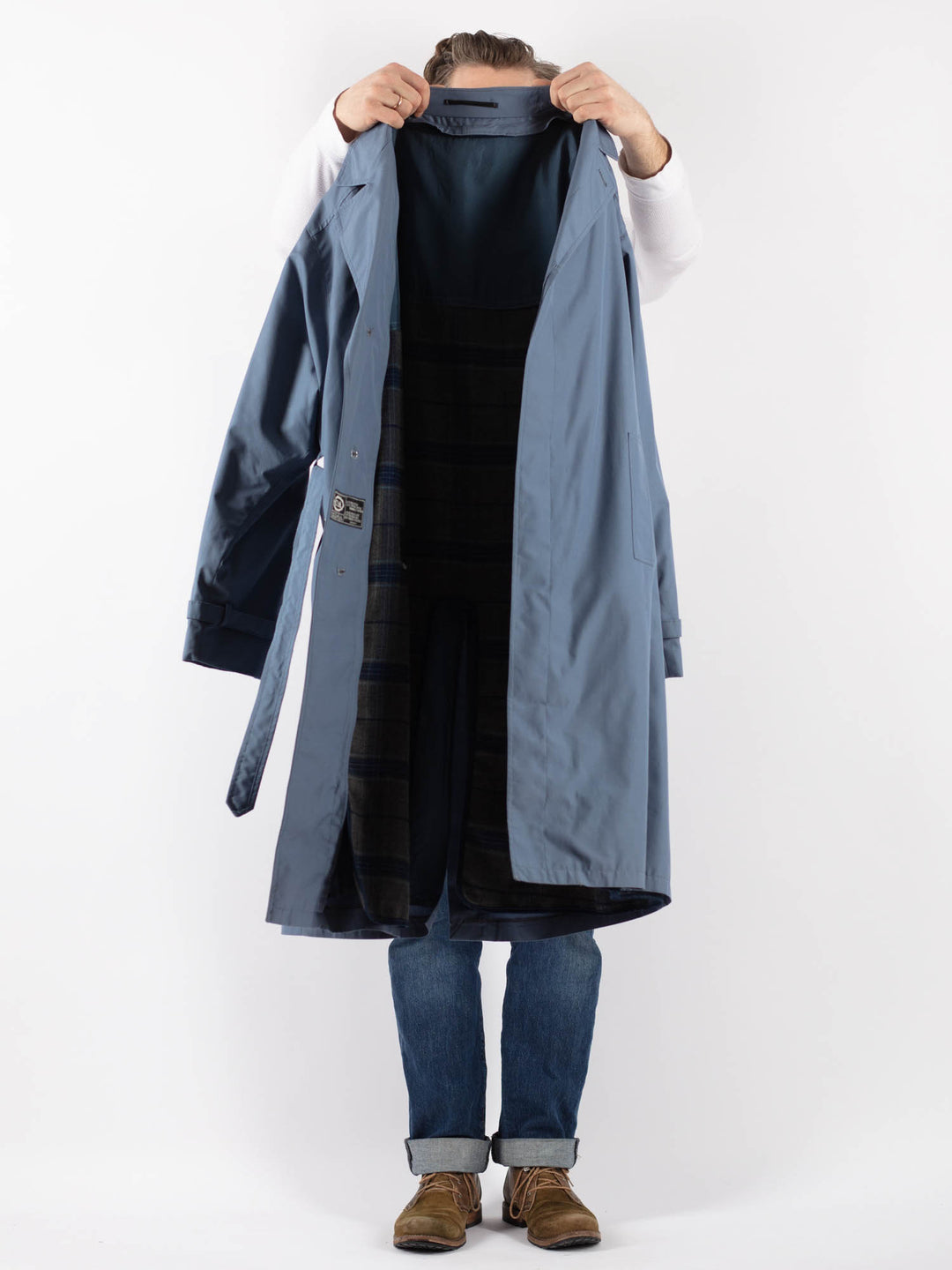 Vintage 70's Men Trench Coat in BlueZ1238