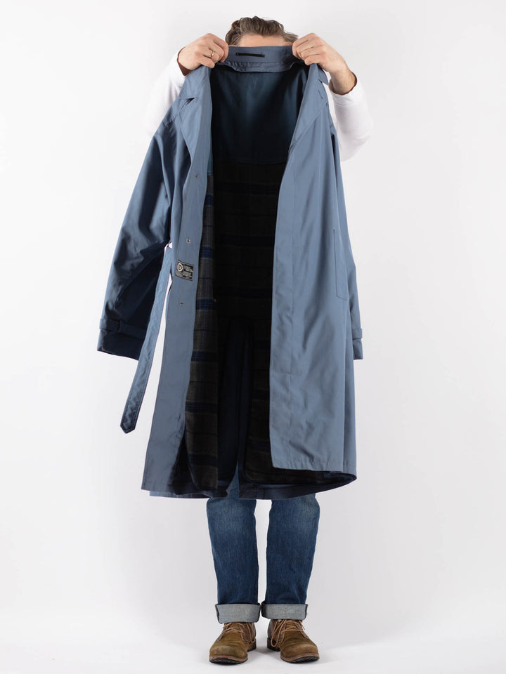 Vintage 70's Men Trench Coat in BlueZ1238