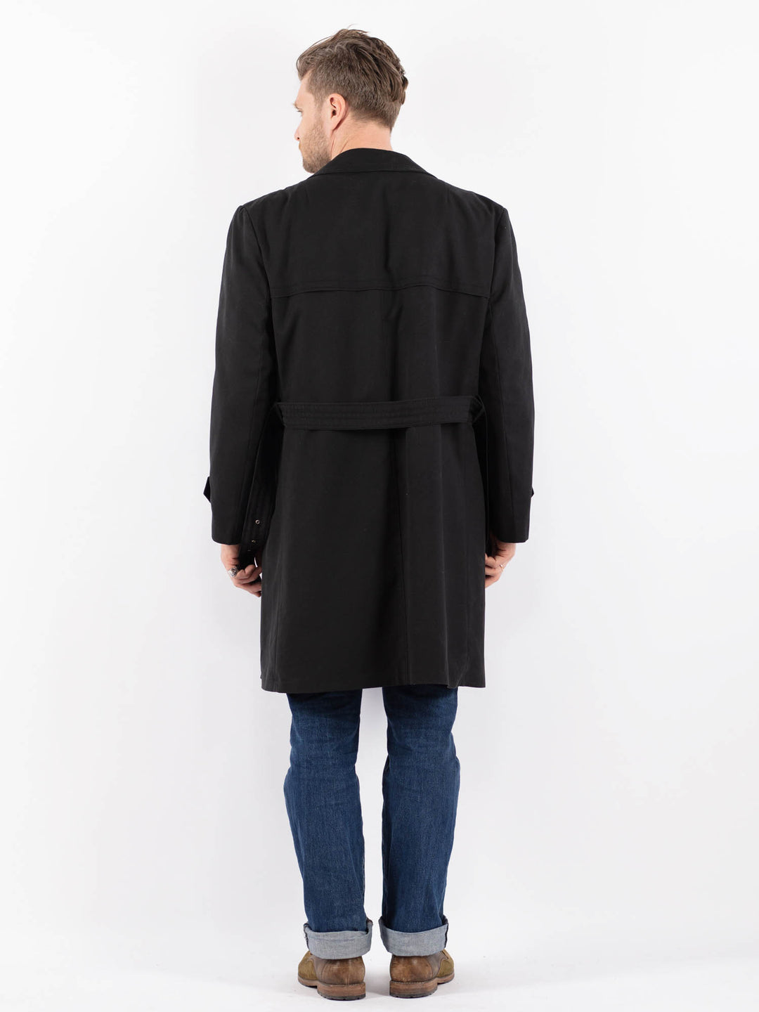 Vintage 70's Men Trench Coat in BlackZ1493