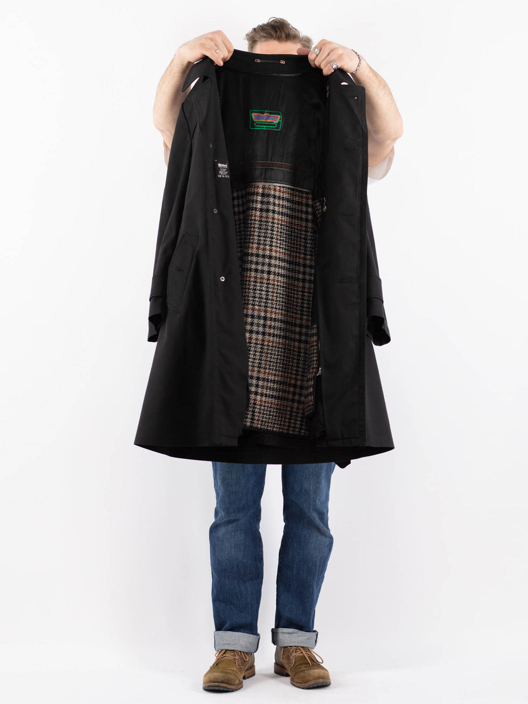 Vintage 70's Men Trench Coat in BlackZ1493