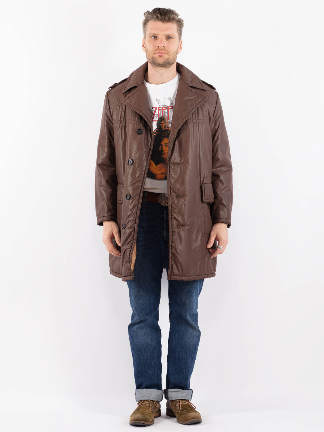 Vintage 70's Men Trench Coat in BrownZ1502