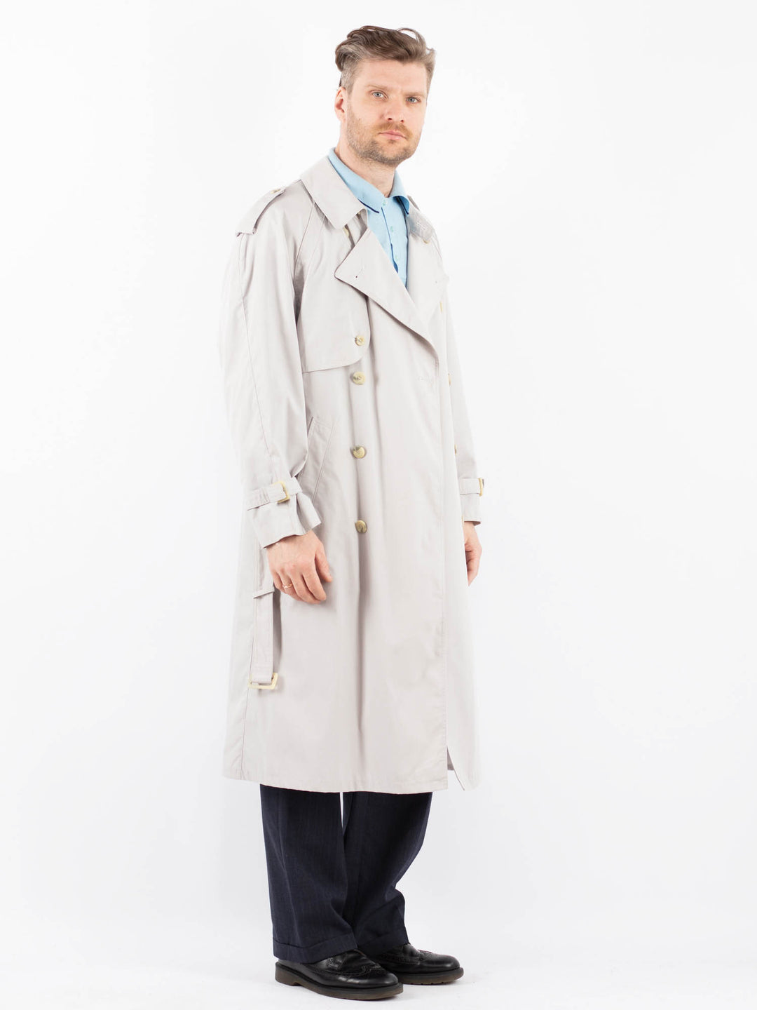 Vintage 70's Men Trench Coat in GrayZ1457