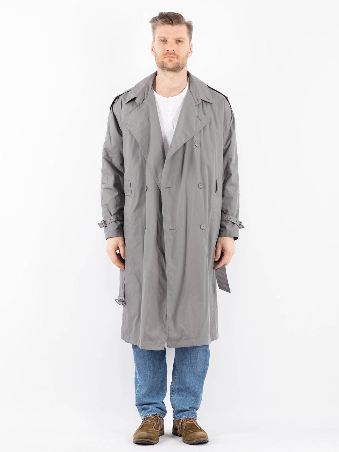 Vintage 70's Men Trench Coat in GrayZ1460