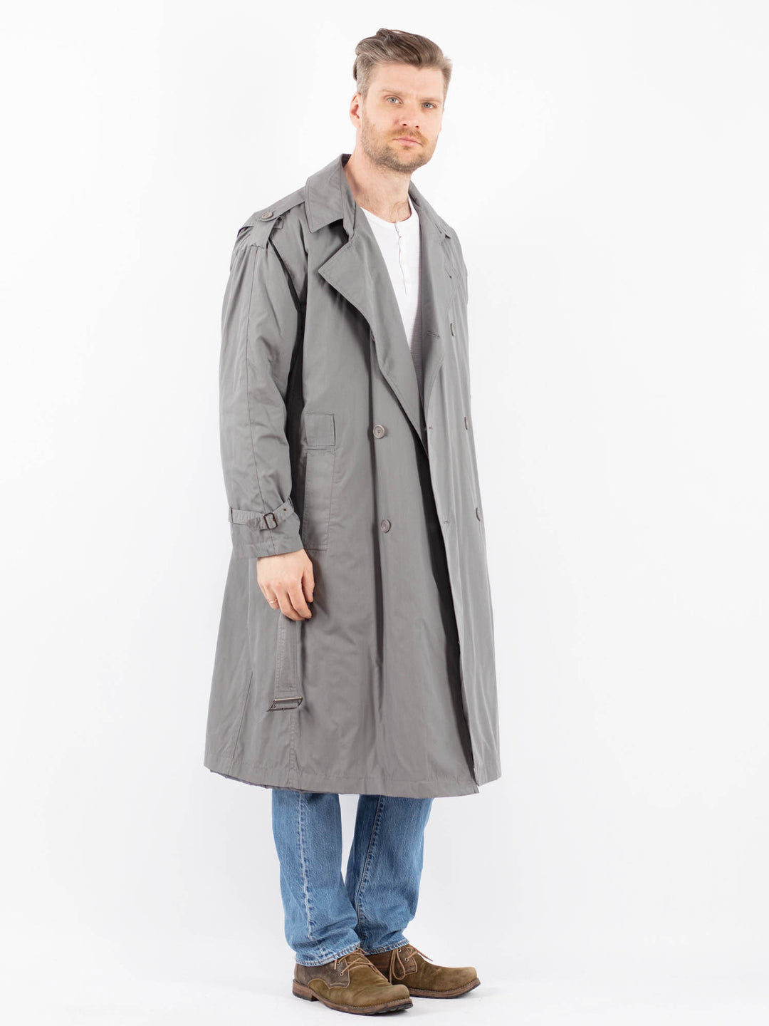 Vintage 70's Men Trench Coat in GrayZ1460