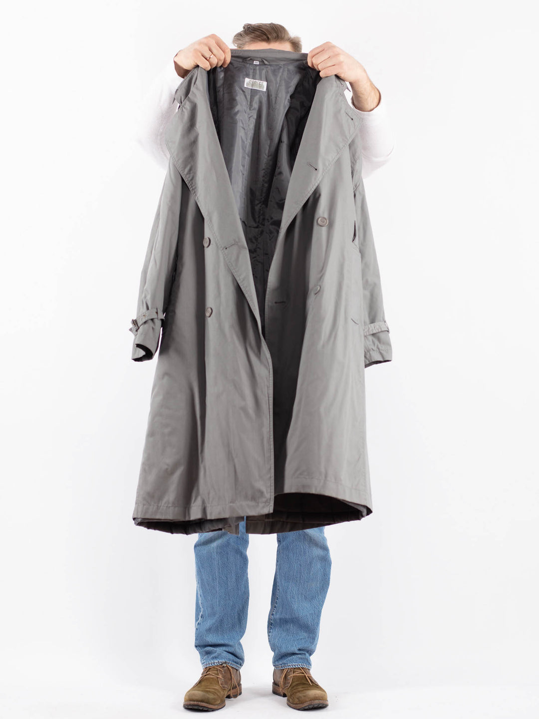 Vintage 70's Men Trench Coat in GrayZ1460