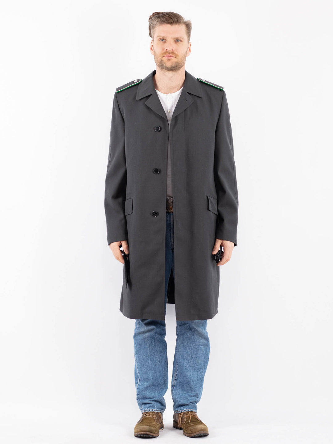 Vintage 70's Men Trench Coat in GrayZ1464