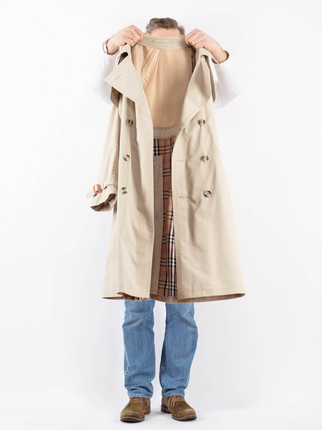 Vintage 70's Men Trench Coat in BeigeZ1475