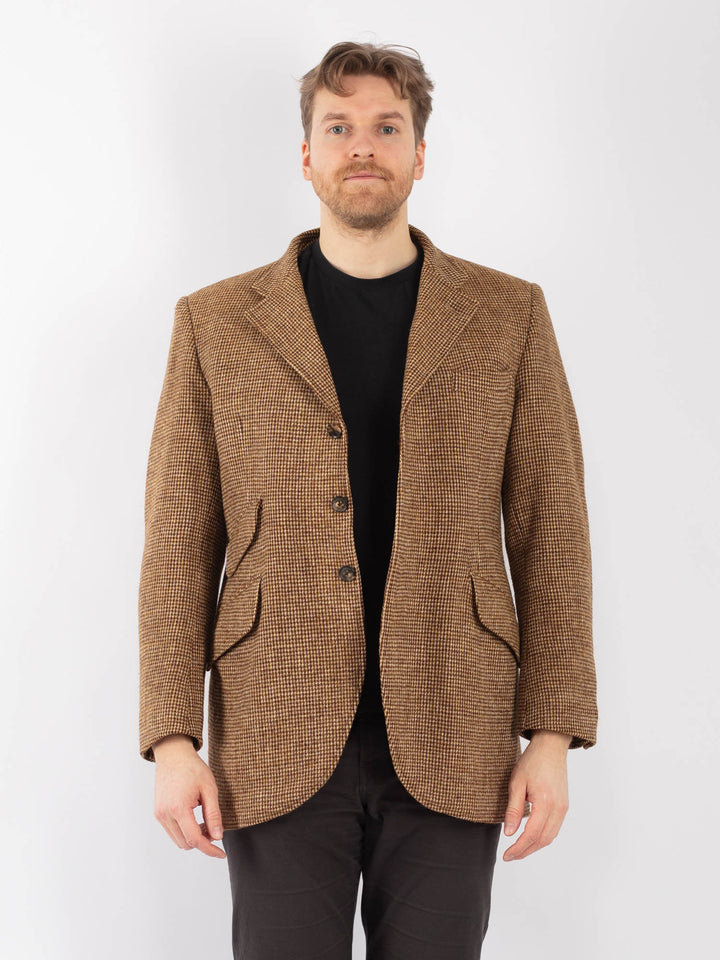 Vintage 90. gadu vīriešu Harris Tweed žakete bēšā krāsā