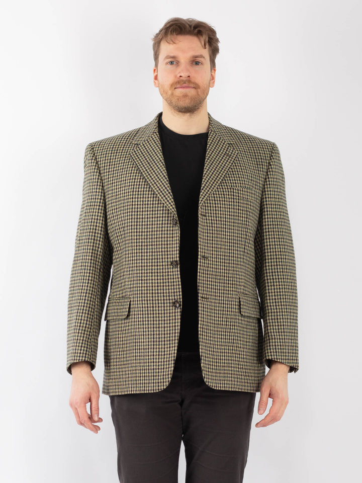 Vintage 70's Men Wool Blazer Jacket in BeigeZ1280