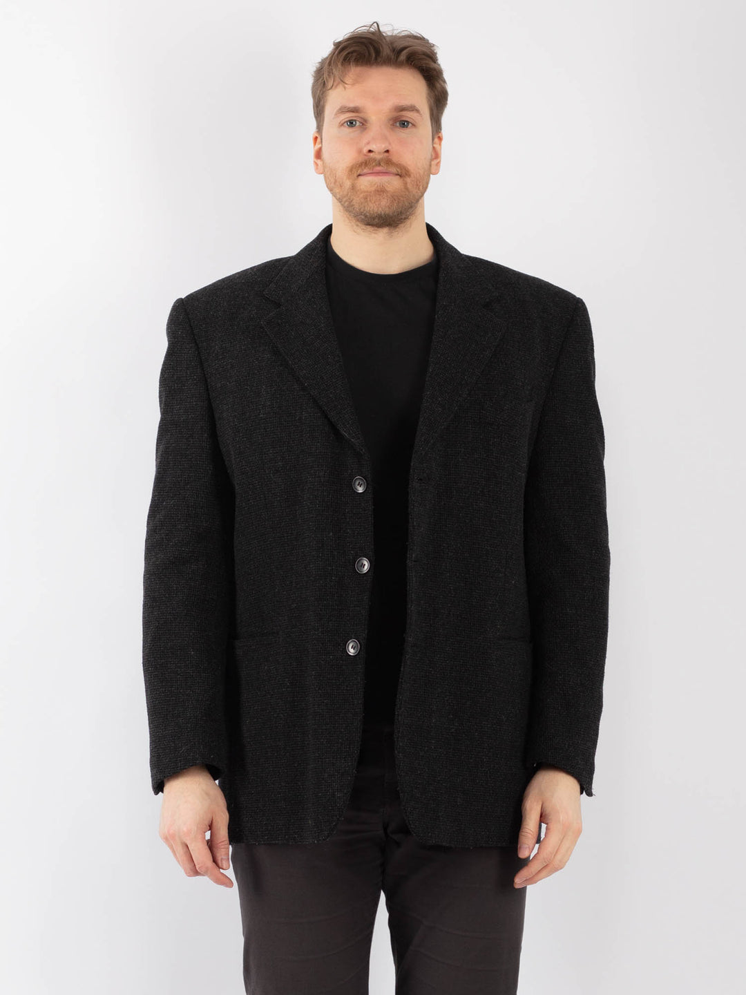 Vintage 70's Men Wool Blazer Jacket in GrayZ1285