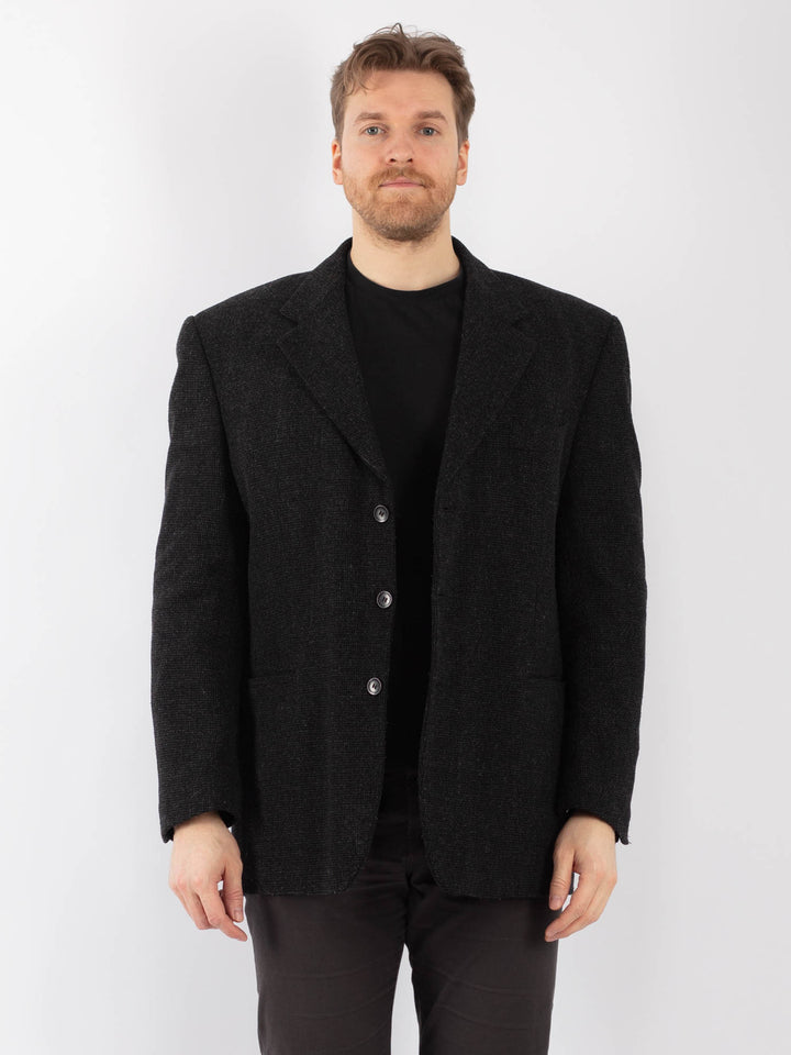 Vintage 70's Men Wool Blazer Jacket in GrayZ1285