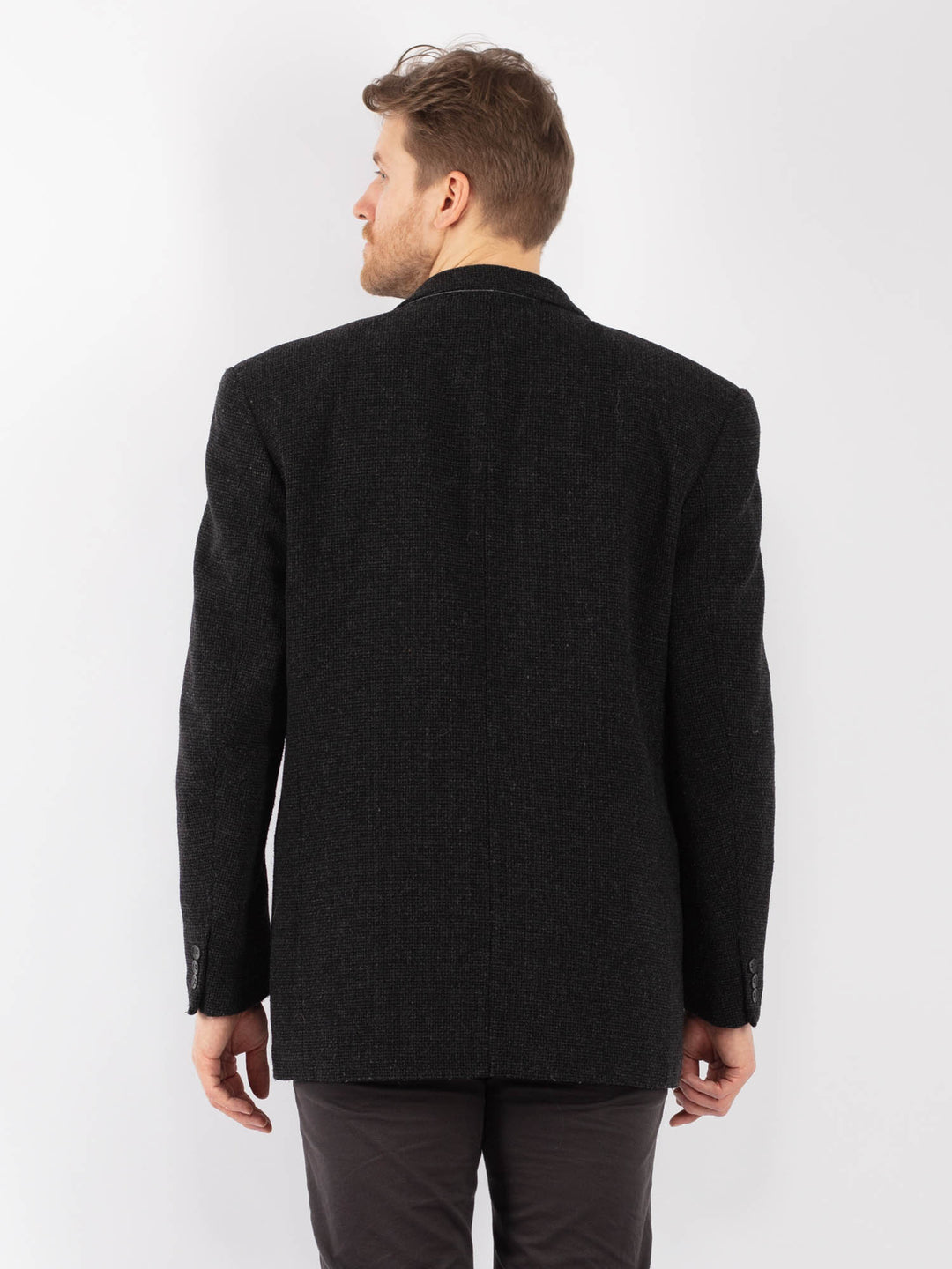 Vintage 70's Men Wool Blazer Jacket in GrayZ1285