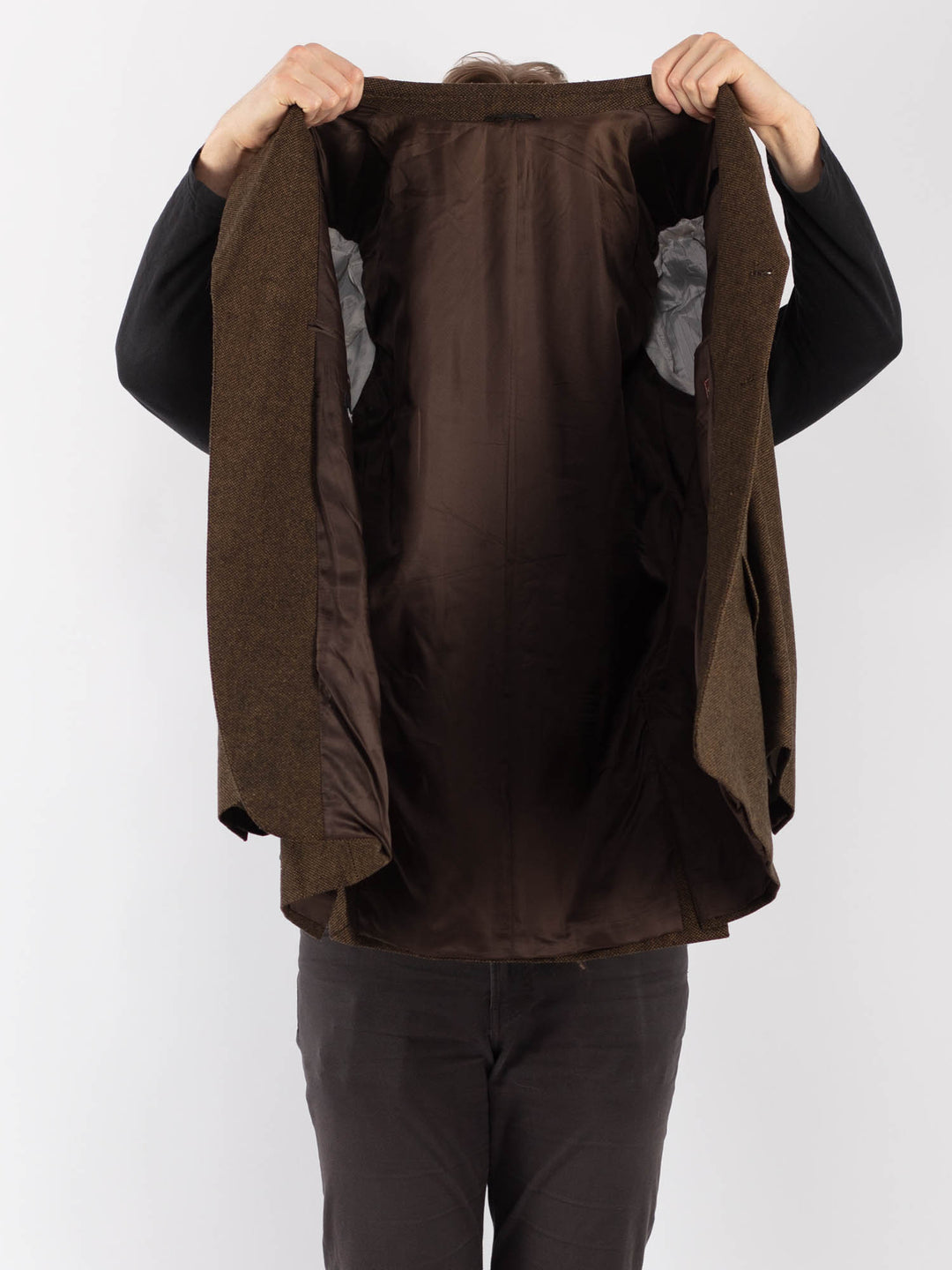 Vintage 70's Men Wool Blazer Jacket in BrownZ1286