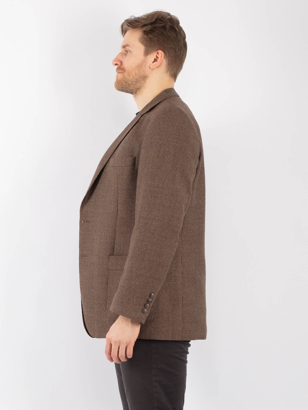 Vintage 70's Men Wool Blazer Jacket in BrownZ1290