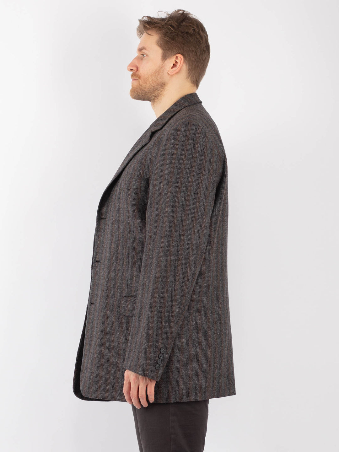 Vintage 70's Men Wool Blazer Jacket in GrayZ1295