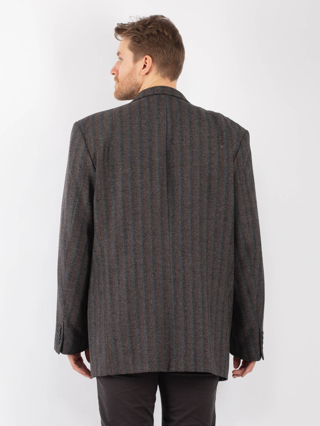 Vintage 70's Men Wool Blazer Jacket in GrayZ1295