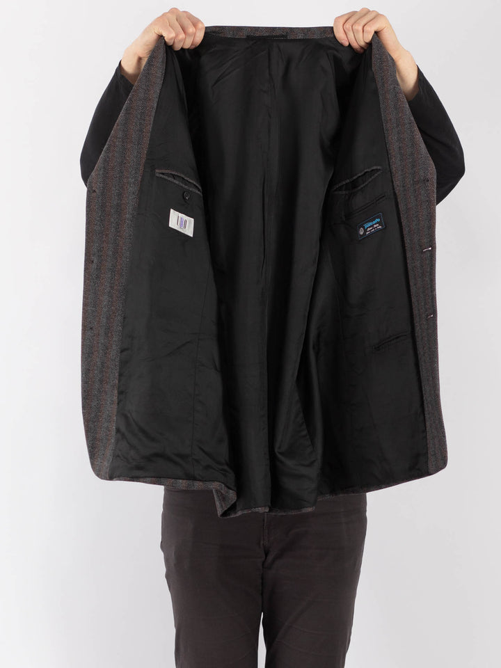 Vintage 70's Men Wool Blazer Jacket in GrayZ1295