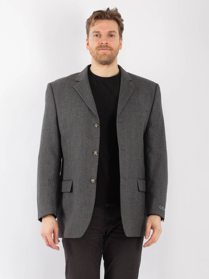 Vintage 70's Men Wool Blazer Jacket in GrayZ1296