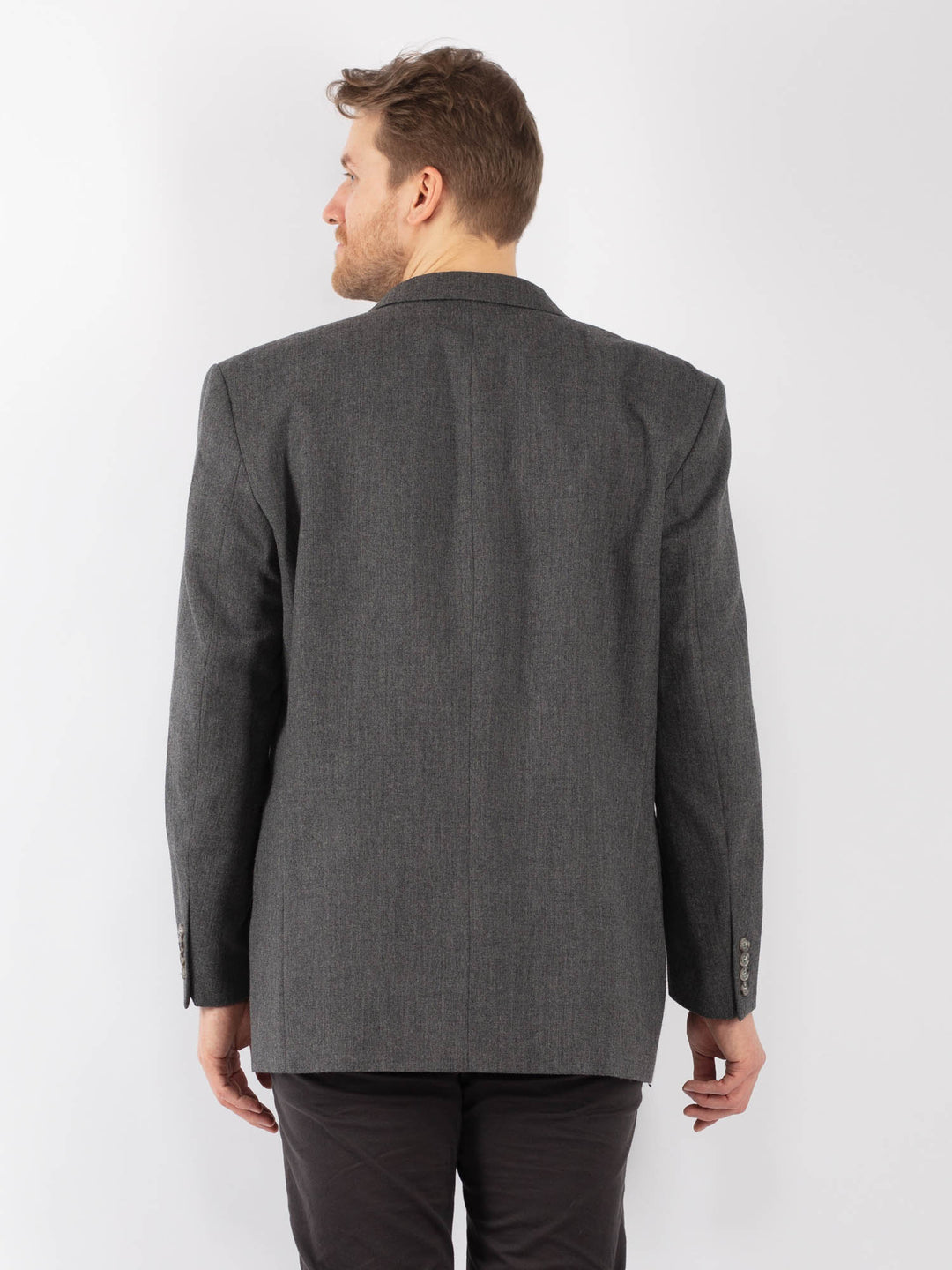 Vintage 70's Men Wool Blazer Jacket in GrayZ1296