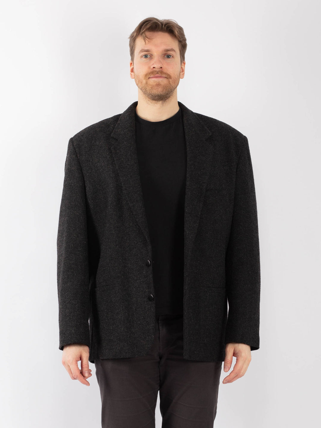 Vintage 70's Men Wool Blazer Jacket in GrayZ1307