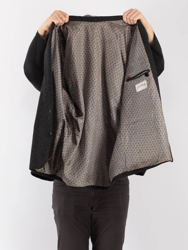 Vintage 70's Men Wool Blazer Jacket in GrayZ1307