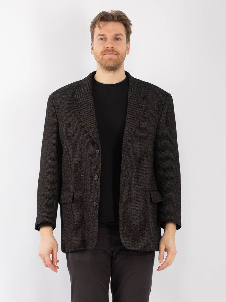 Vintage 70's Men Wool Blazer Jacket in GrayZ1308