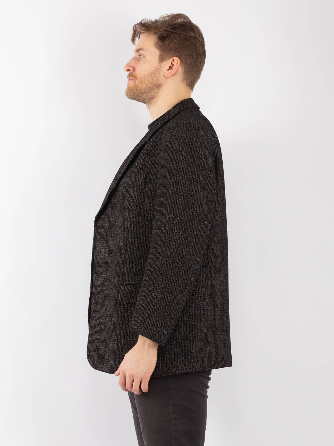 Vintage 70's Men Wool Blazer Jacket in GrayZ1308