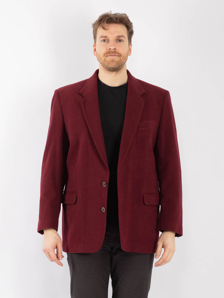 Vintage 70's Men Wool Blazer Jacket in RedZ1312