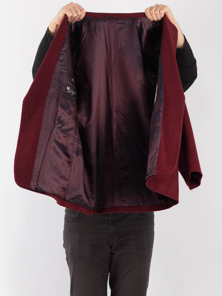 Vintage 70's Men Wool Blazer Jacket in RedZ1312