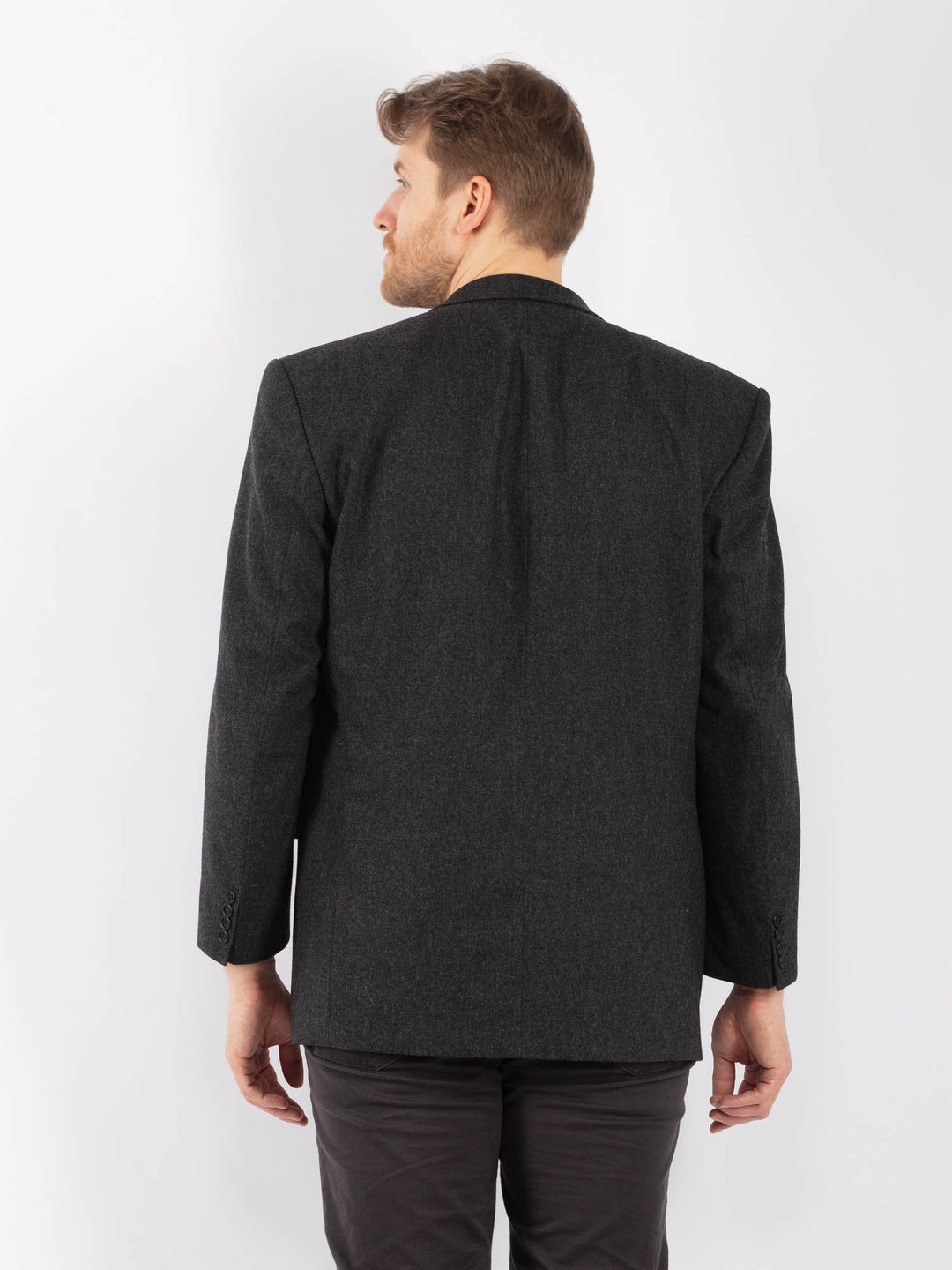 Vintage 70's Men Wool Blazer Jacket in GrayZ1317