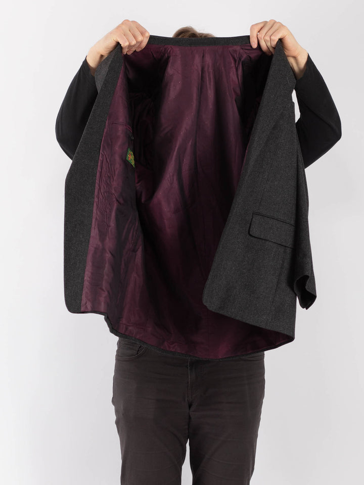 Vintage 70's Men Wool Blazer Jacket in GrayZ1317