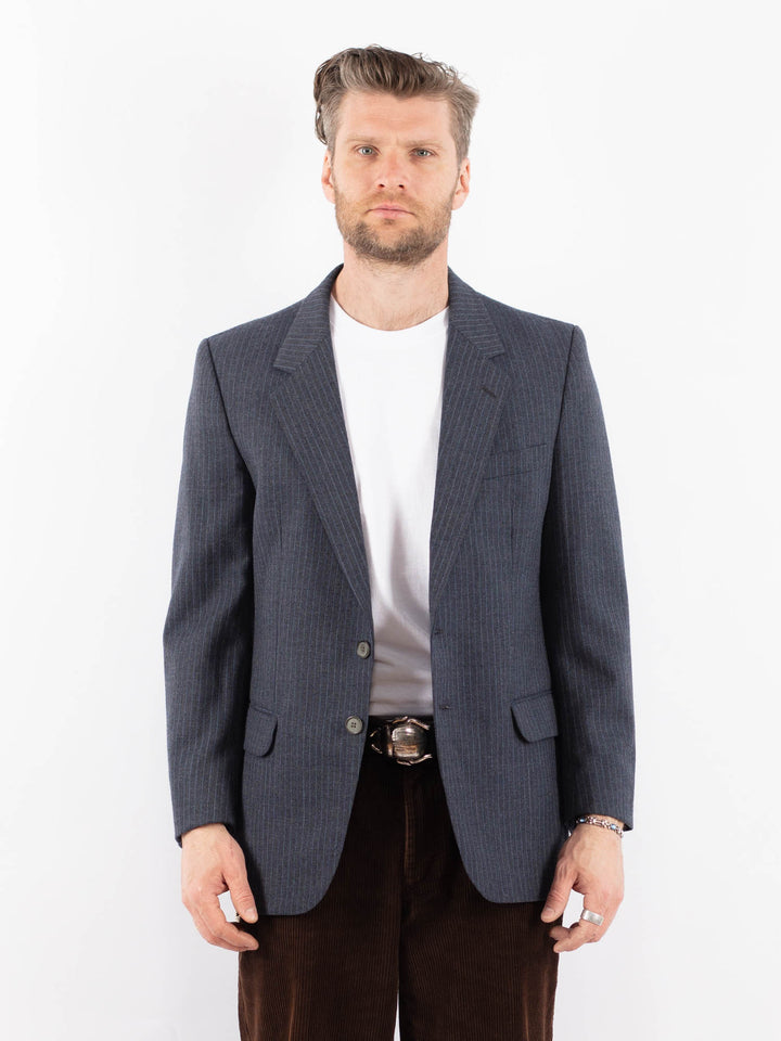 Vintage 70's Men Wool Blend Blazer Jacket in BlueZ1704