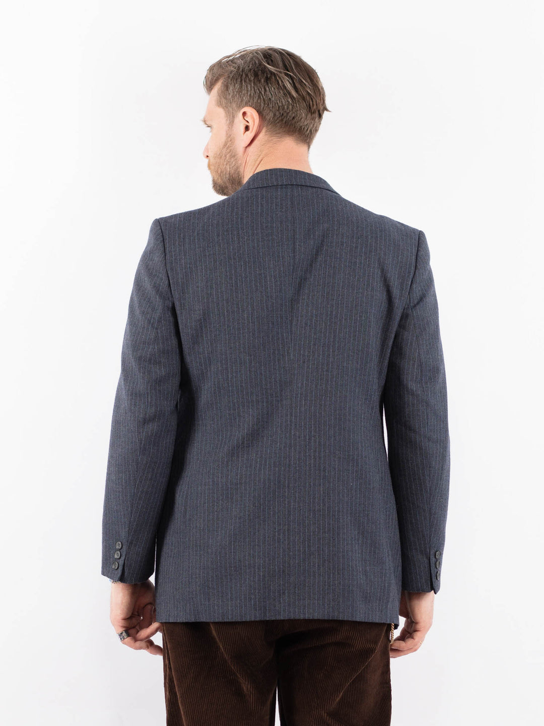 Vintage 70's Men Wool Blend Blazer Jacket in BlueZ1704
