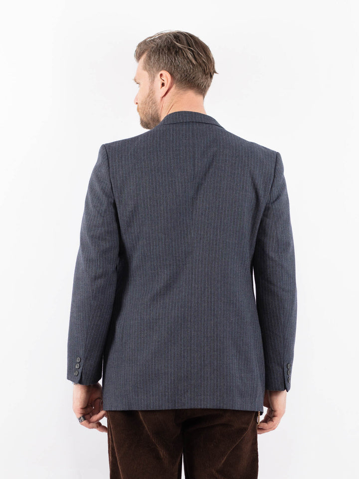 Vintage 70's Men Wool Blend Blazer Jacket in BlueZ1704