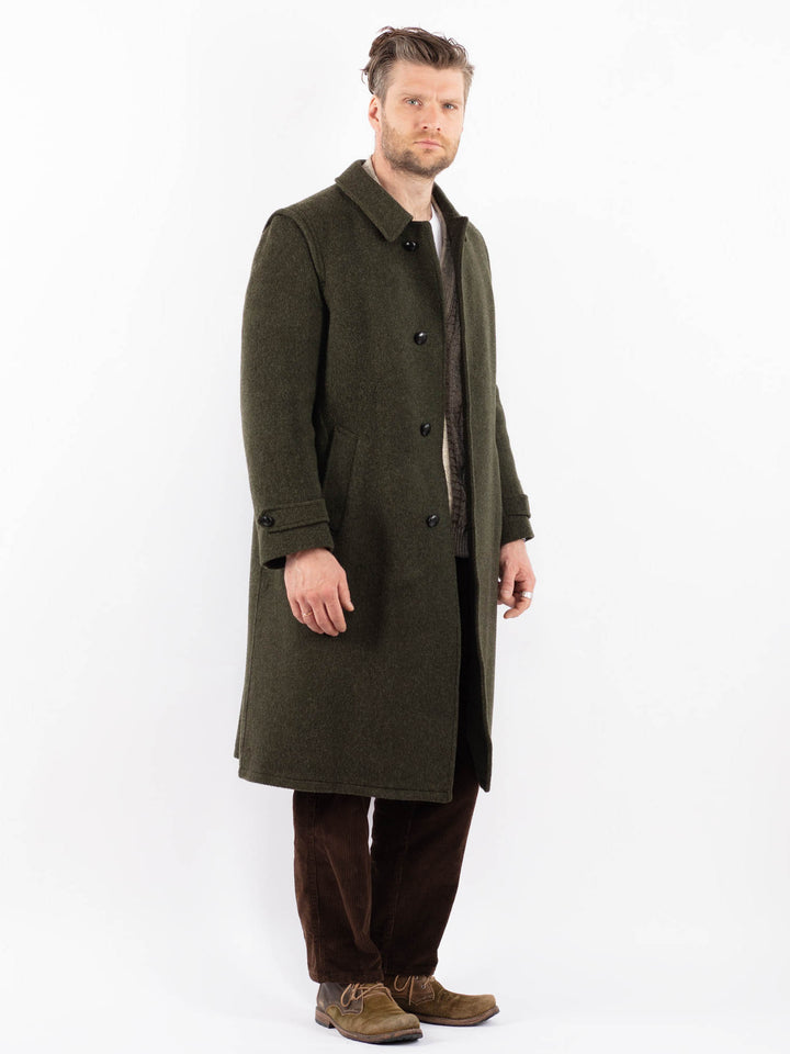 Vintage 70's Men Wool Coat in GreenZ1584