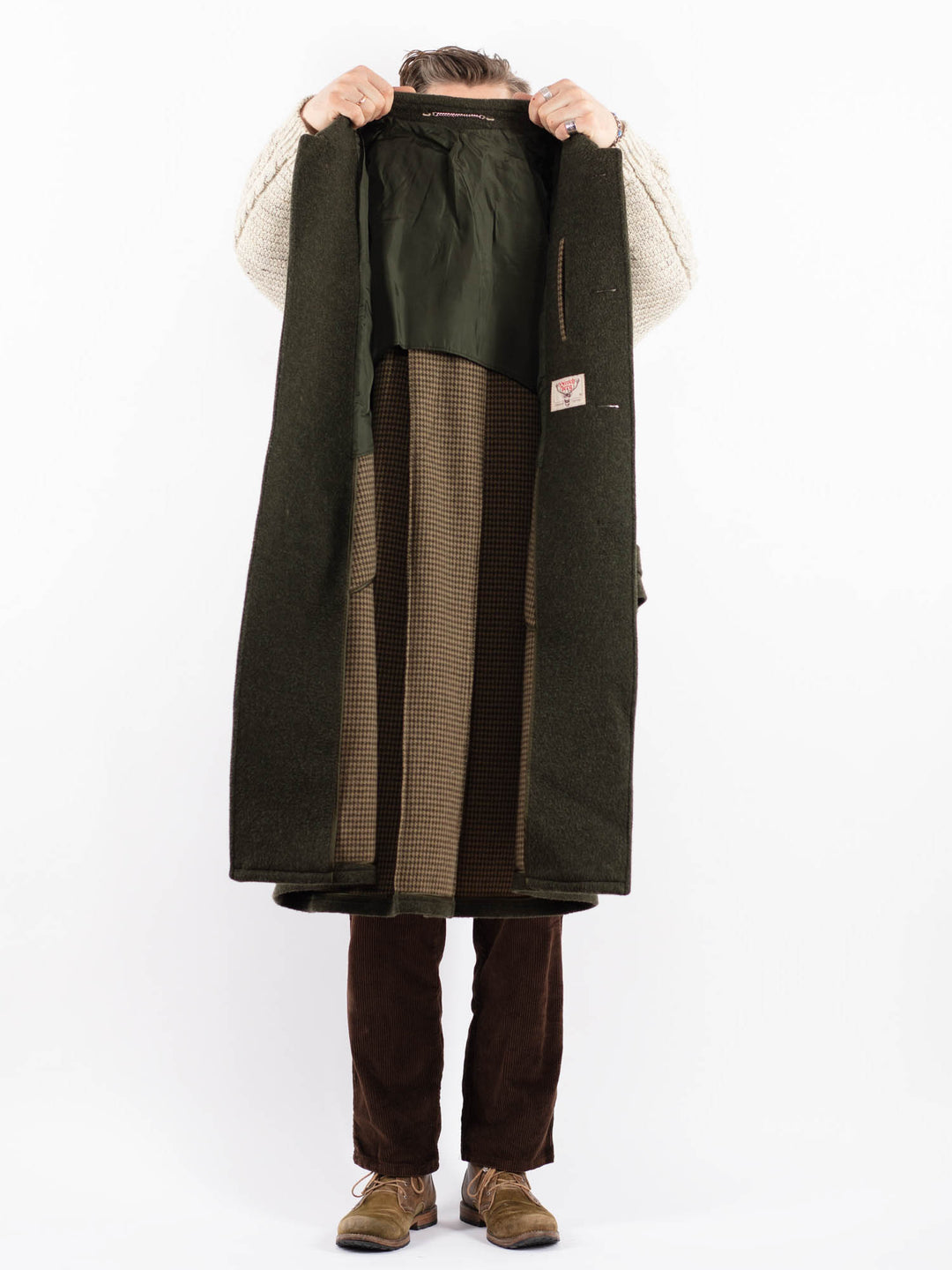 Vintage 70's Men Wool Coat in GreenZ1584