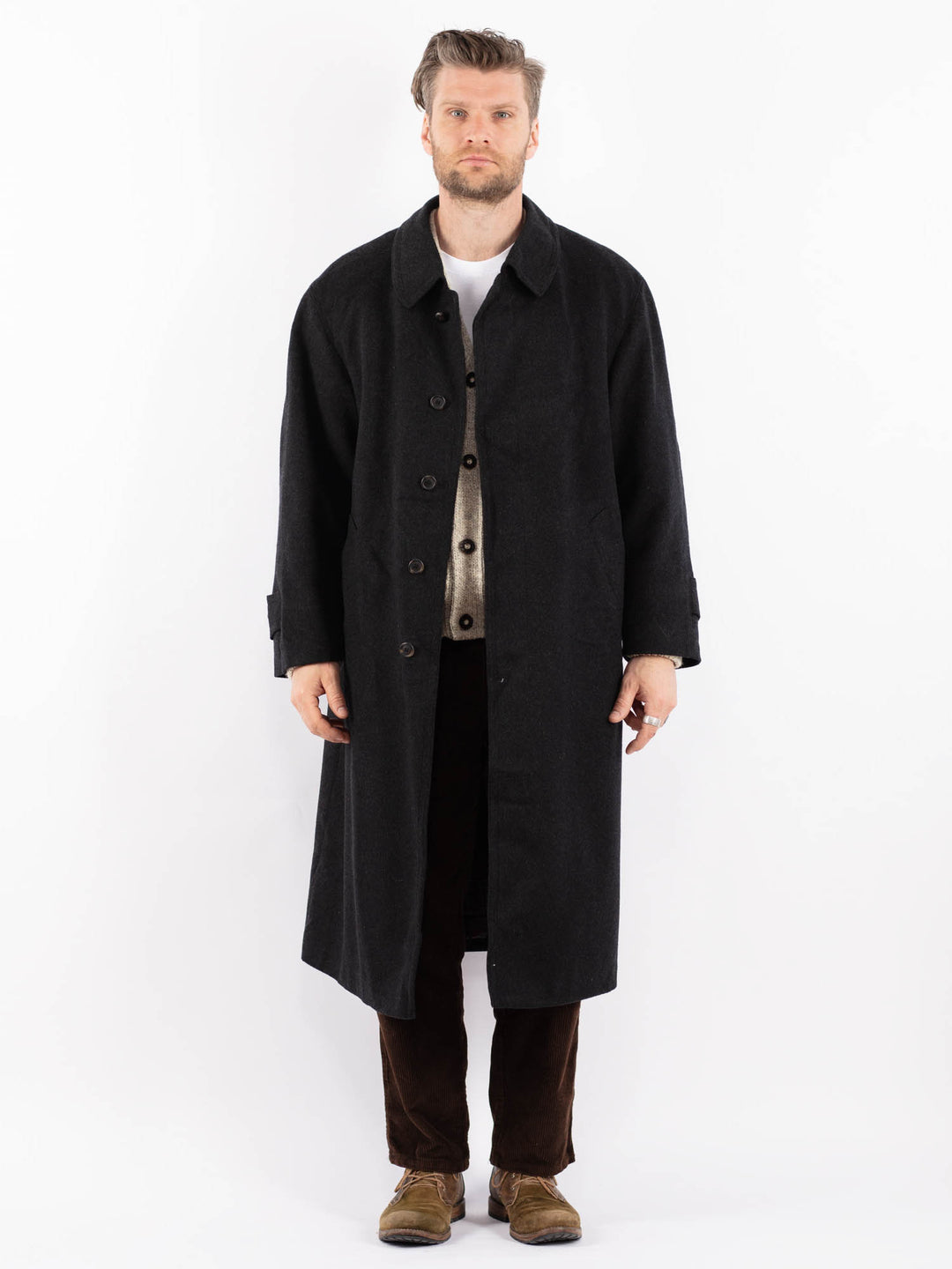 Vintage 70's Men Wool Blend Coat in GrayZ1602