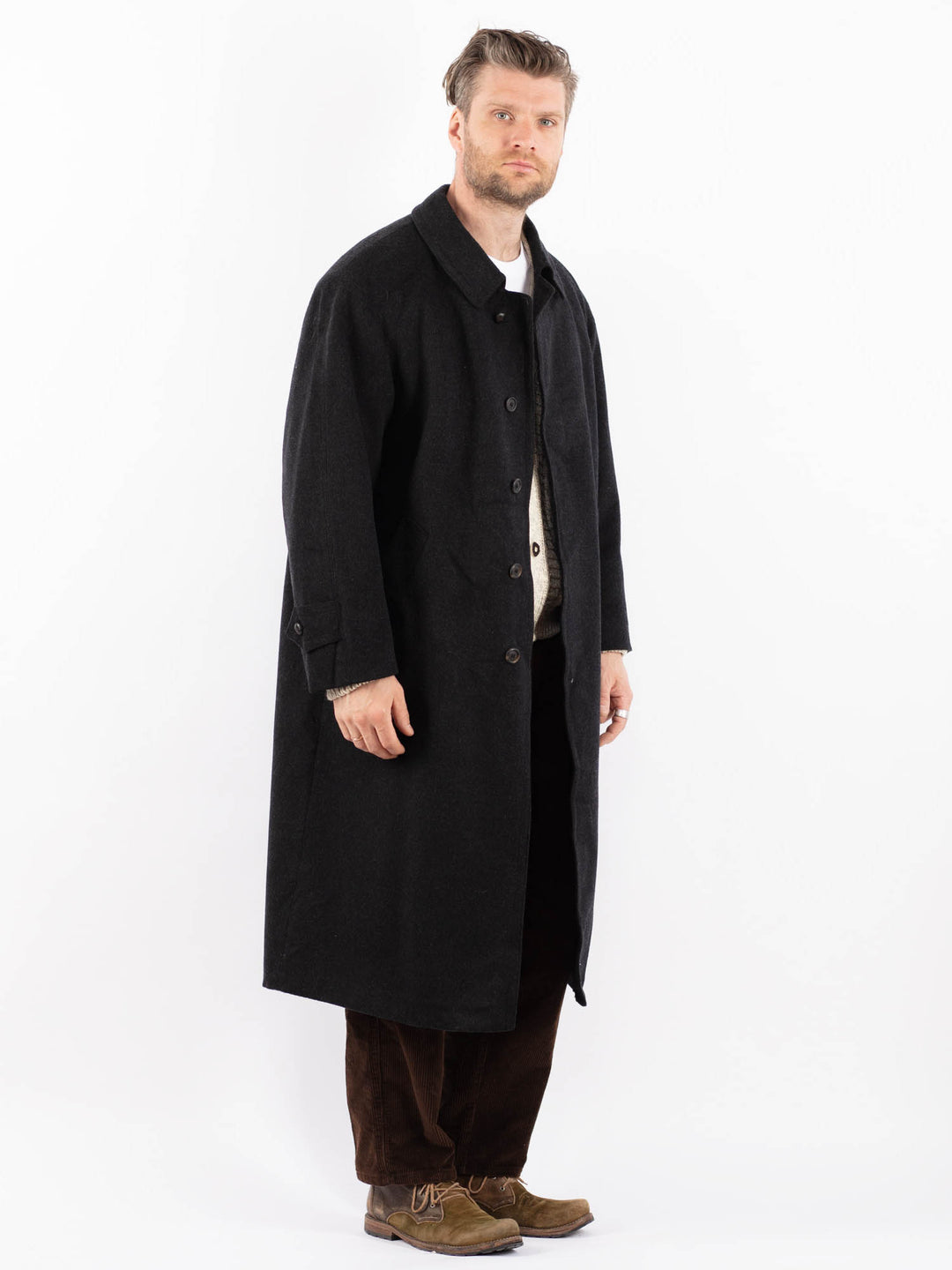 Vintage 70's Men Wool Blend Coat in GrayZ1602