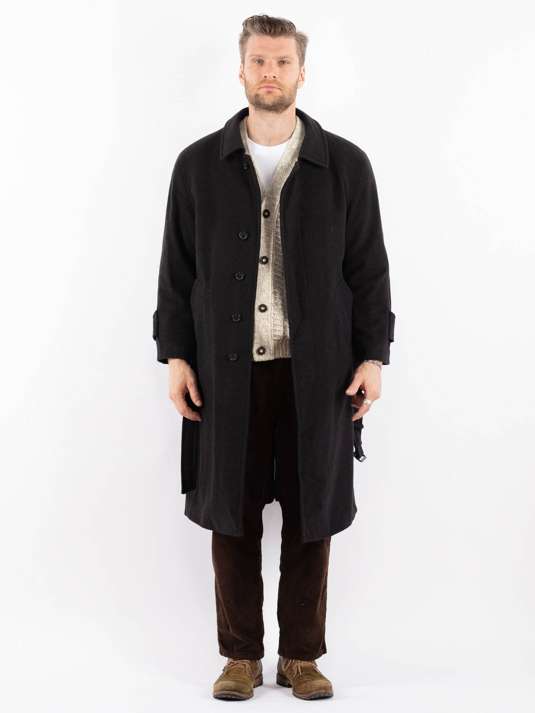 Vintage 70's Men Wool Blend Coat in GrayZ1605