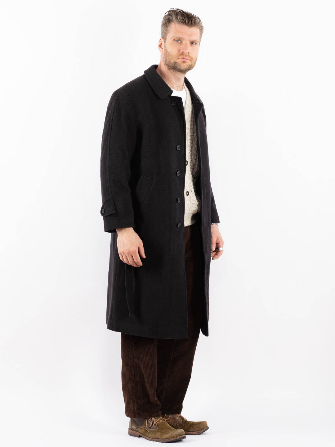 Vintage 70's Men Wool Blend Coat in GrayZ1605