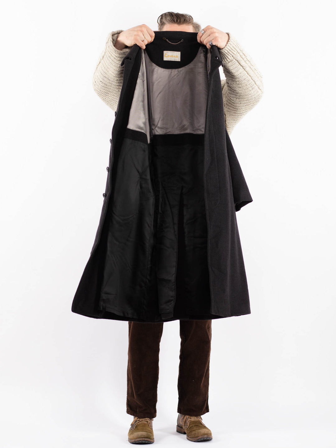 Vintage 70's Men Wool Blend Coat in GrayZ1605