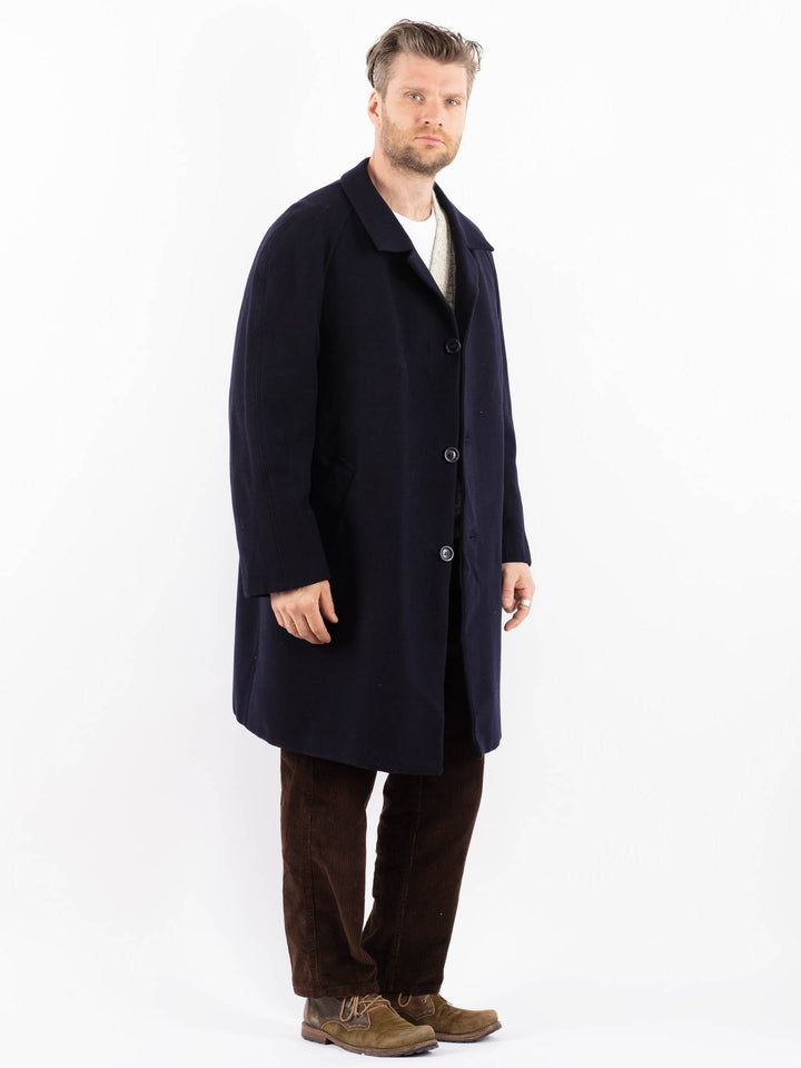 Vintage 70's Men Wool Coat in BlueZ1606